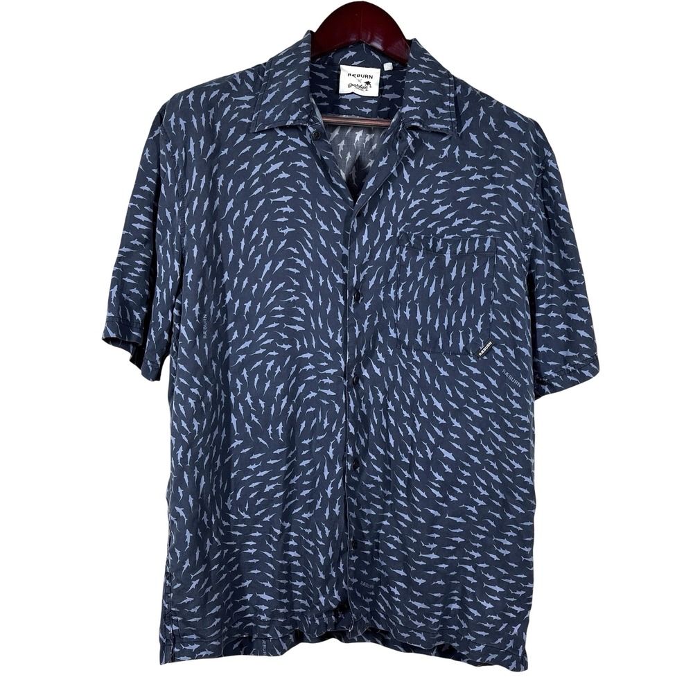 Christopher Raeburn X Boardies Camp Shirt Mens M Blue Tencel Shark AOP Resort